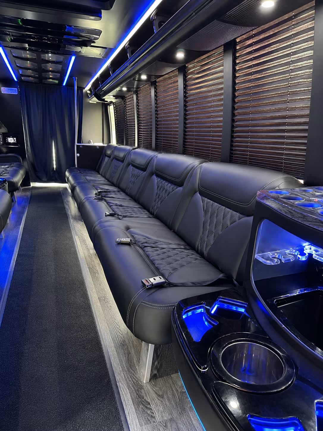 Group beside a Mercedes Sprinter limo in Aurora