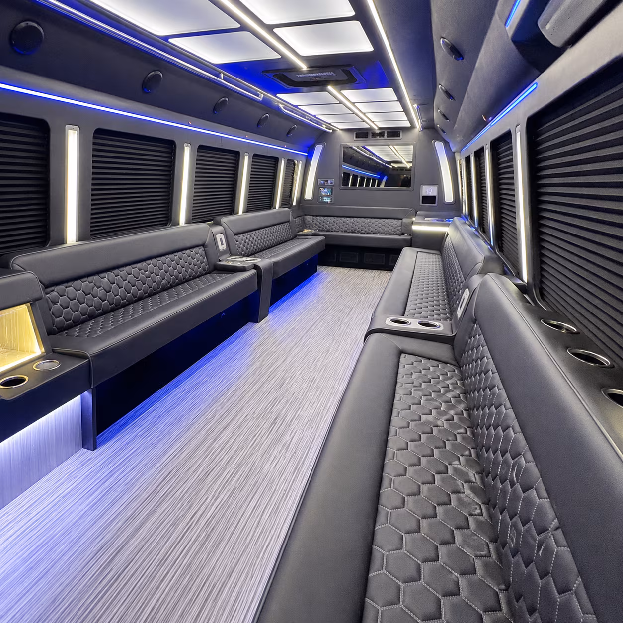 Aurora Birthday, Sweet 16, & Quinceañera Transportation party bus exterior