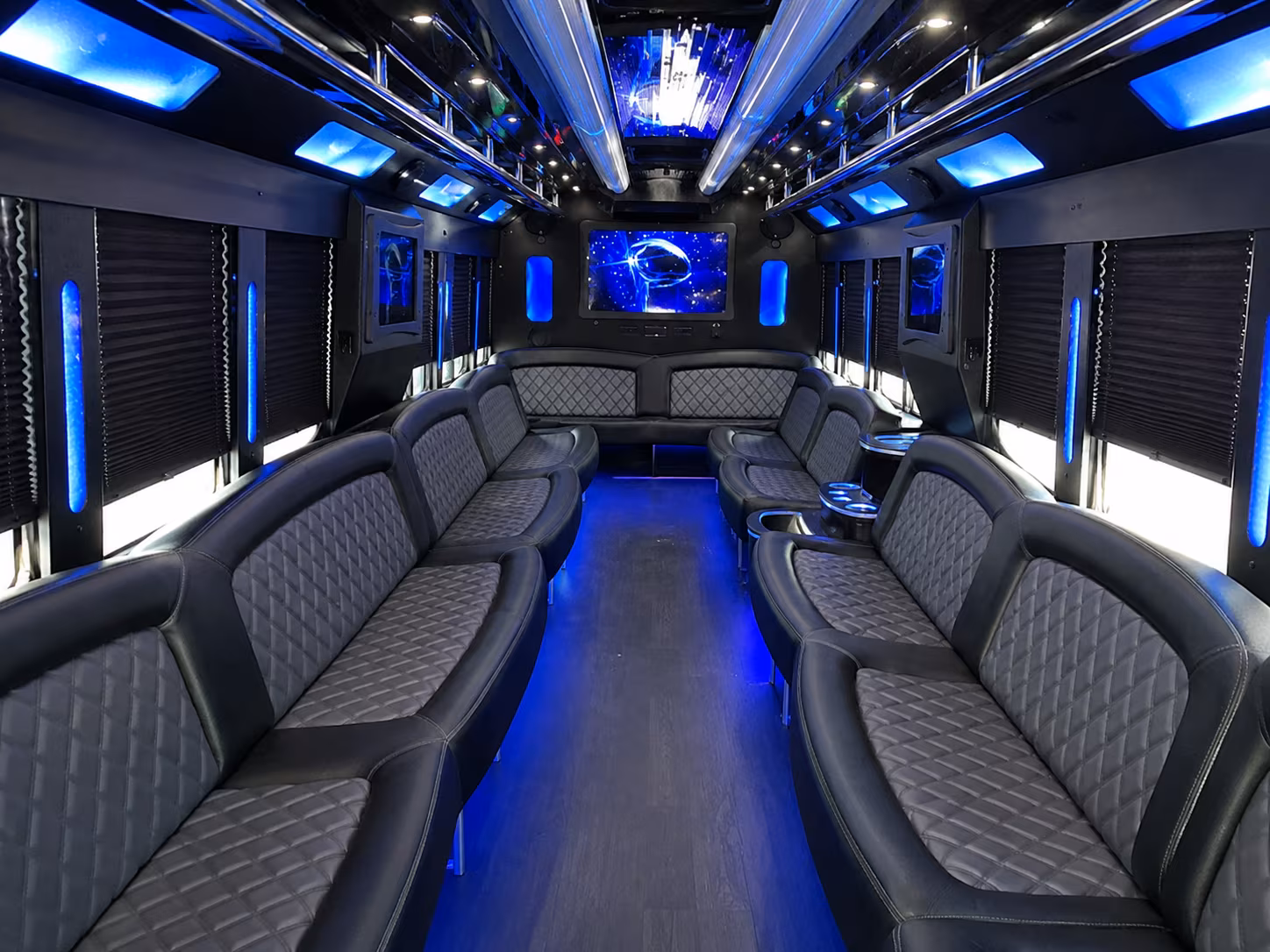 Aurora Birthday, Sweet 16, & Quinceañera Transportation party bus exterior