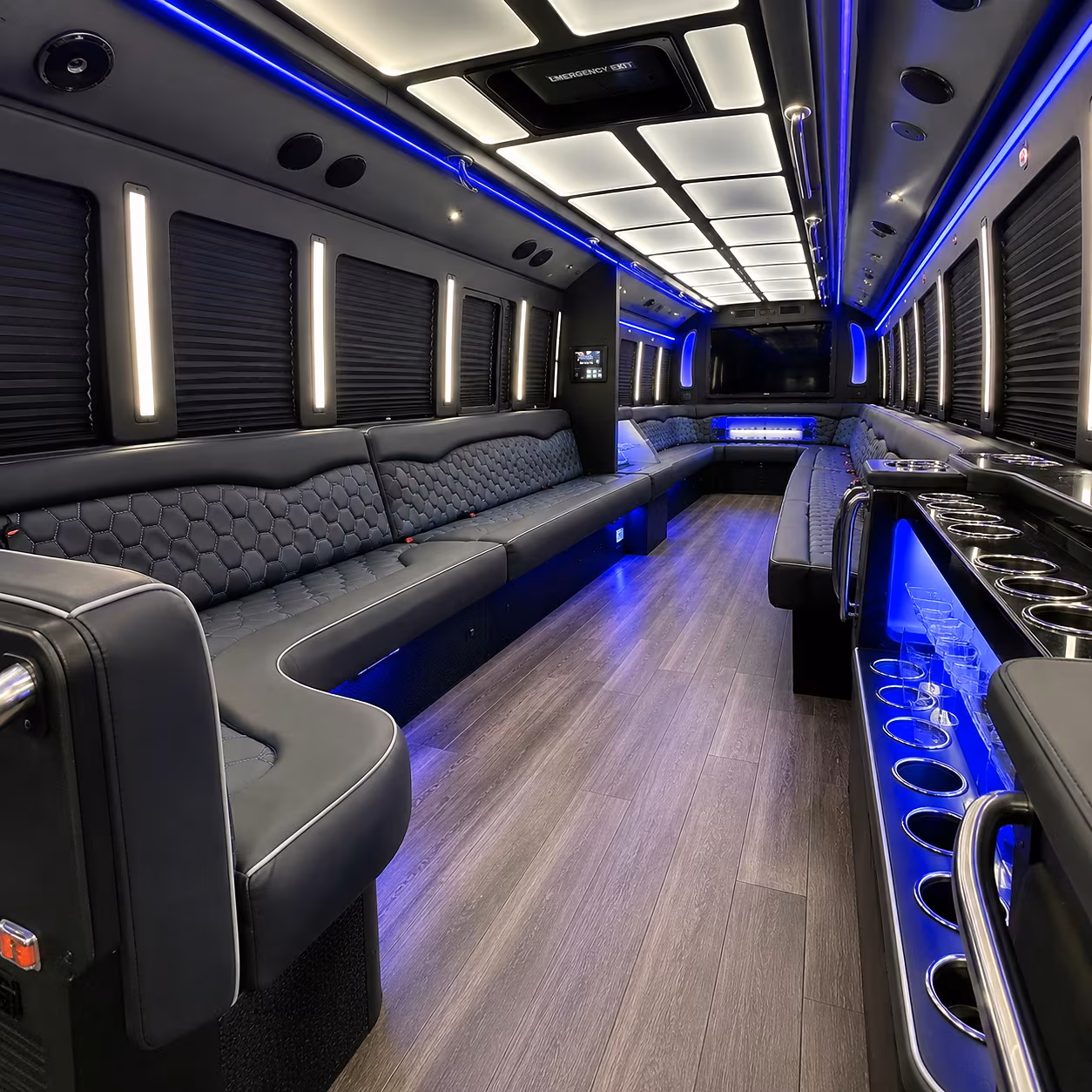 Aurora Private Event Transportation party bus interior