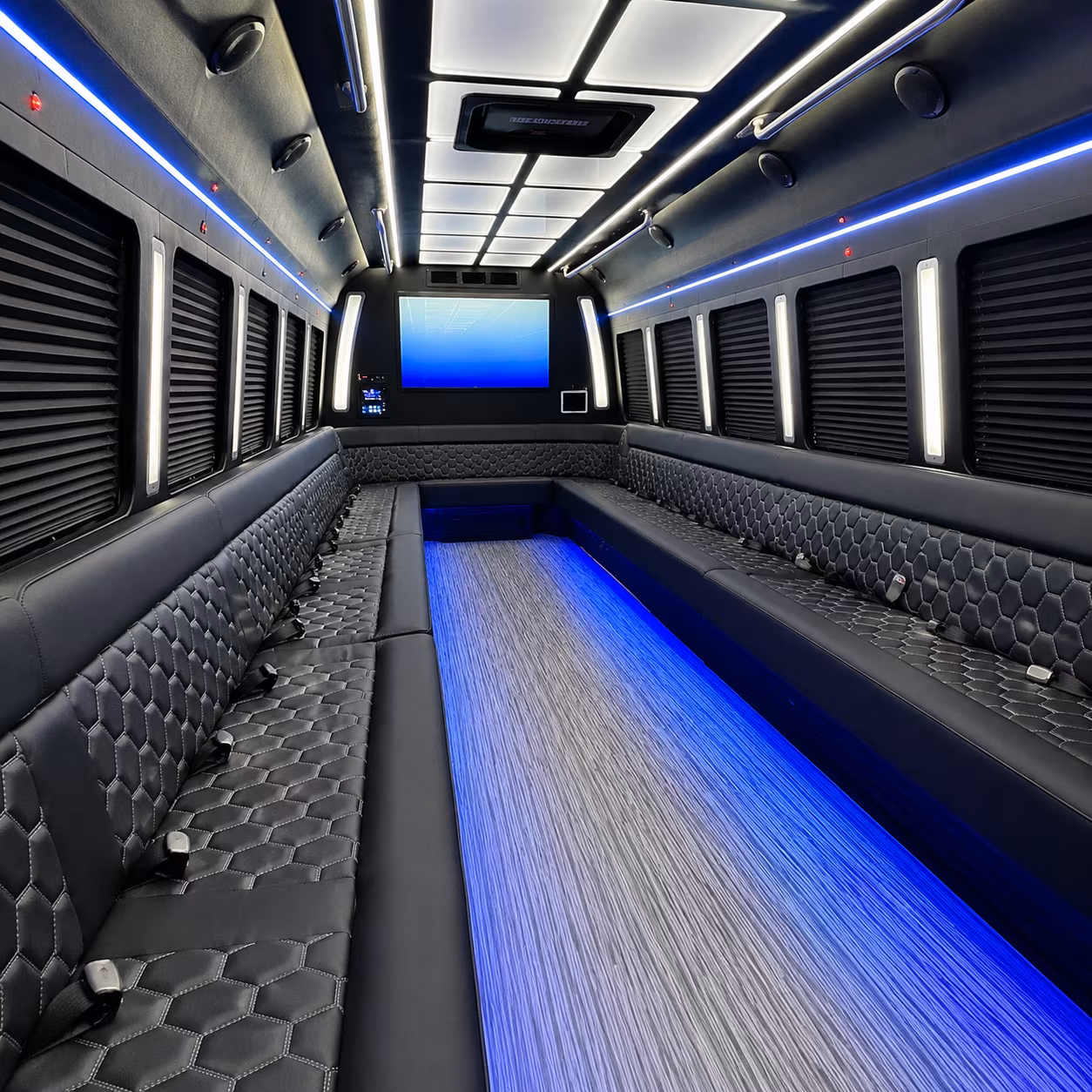 Aurora Sporting Event Transportation party bus exterior