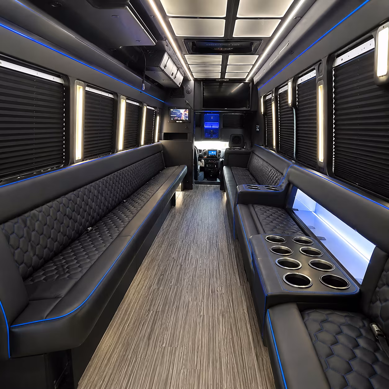 Aurora Sporting Event Transportation party bus interior